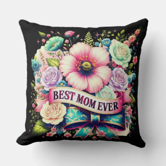 Best Mom Ever Floral Throw Pillow – Vintage Rose  Kudde