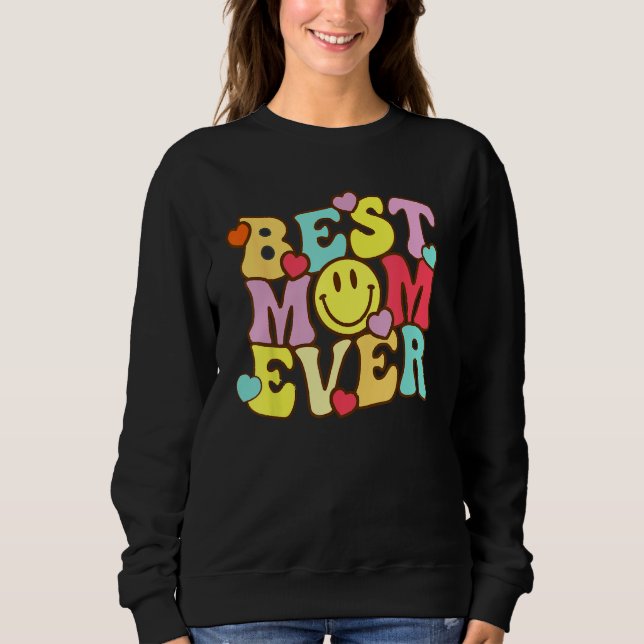 Best Mom Ever Groovy From Daughter Son Mom Kids T Shirt (Framsida)