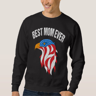 Best Mom Ever in 2023 with Cute Eagle Face Patriot Lång Ärmad Tröja