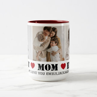 Best Mom Ever Modern 3 Photo Collage Mug Två-Tonad Mugg