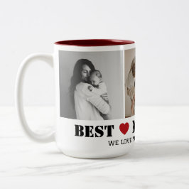 Best Mom Ever Modern 3 Photo Collage Mug Två-Tonad Mugg