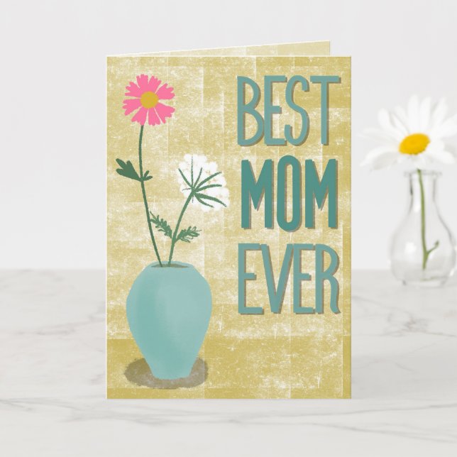Best Mom Ever – Modern Floral Abstract with Vase Kort (Liten växt)