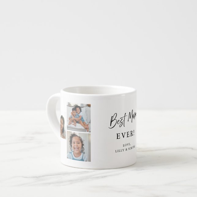 Best Mom Ever Modern Multi‑Photo Keepsake Custom Espressomugg (Framsida vänster)