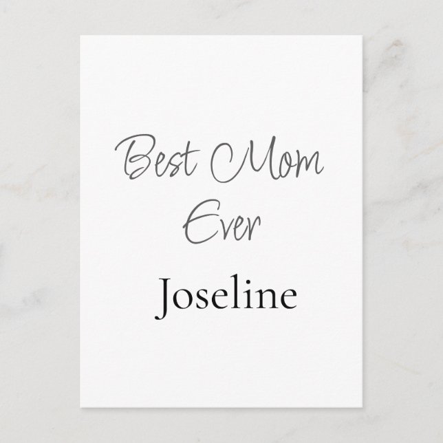 Best mom ever name simple minimal stylish mothers  vykort (Framsida)