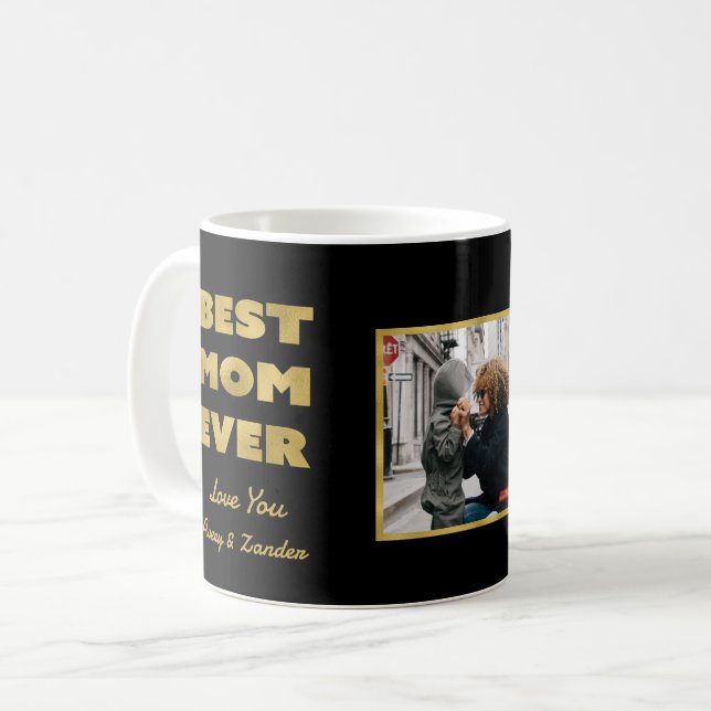 Best Mom Ever Photo Name Modern Mother's Day Kaffemugg (Framsida vänster)
