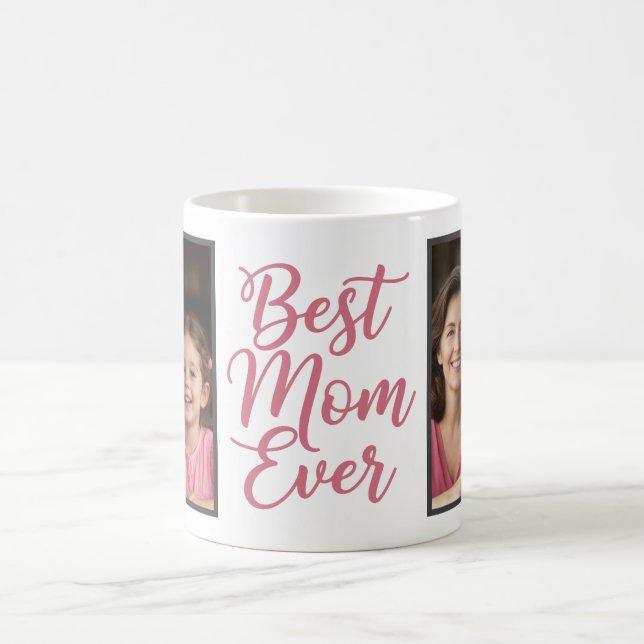 Best Mom Ever Pink Script 2 Photo Keepsake Kaffemugg (Center)