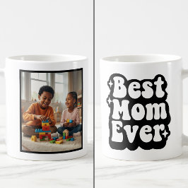 Best Mom Ever Retro Groovy 1 Photo Keepsake Kaffemugg