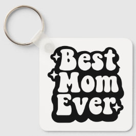 Best Mom Ever Retro Groovy 1 Photo Keepsake Nyckelring
