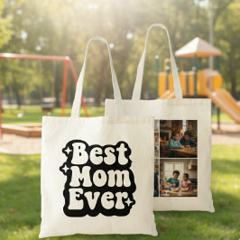 Best Mom Ever Retro Groovy 4 Photo Collage Tygkasse