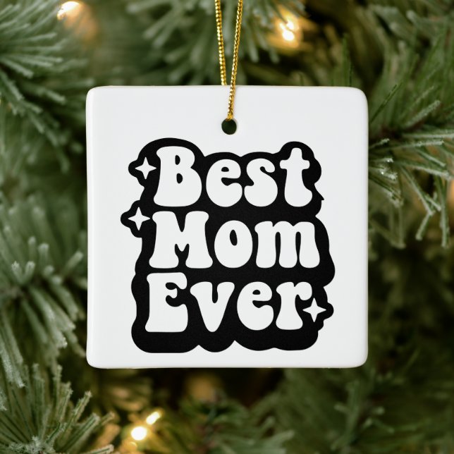 Best Mom Ever Retro Photo Christmas Keepsake  Julgransprydnad Keramik (Träd)