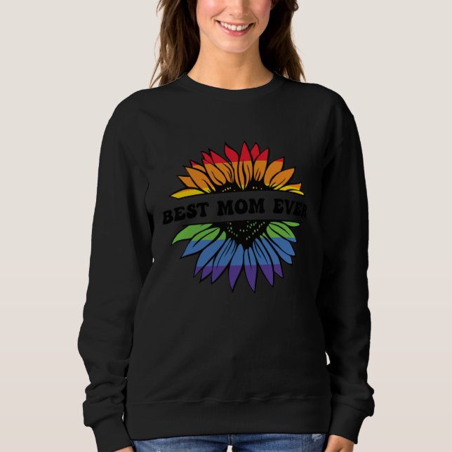 Best Mom Ever Retro Sunflower LGBTQ+ Mom Proud Mot T Shirt (Framsida)