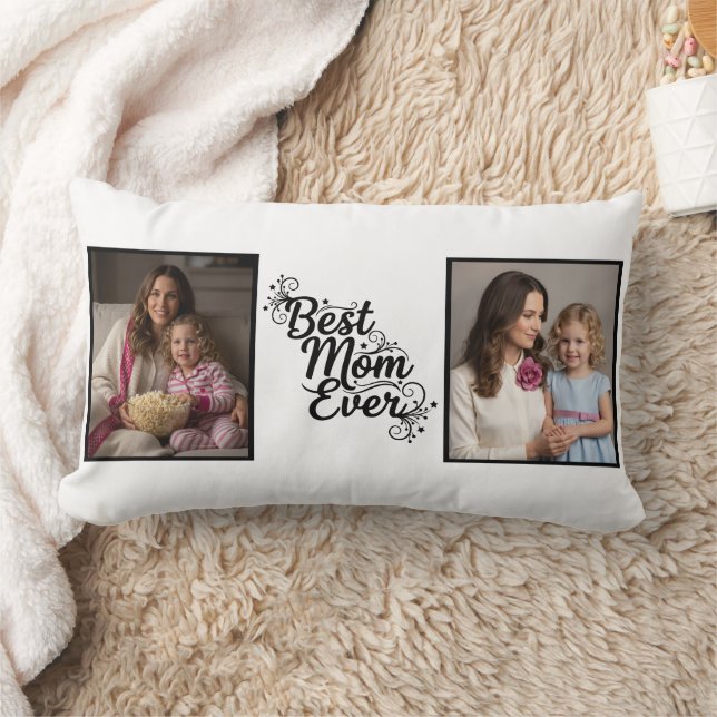 Best Mom Ever Sparkling Star 2 Photo Keepsake Lumbarkudde (Filt)