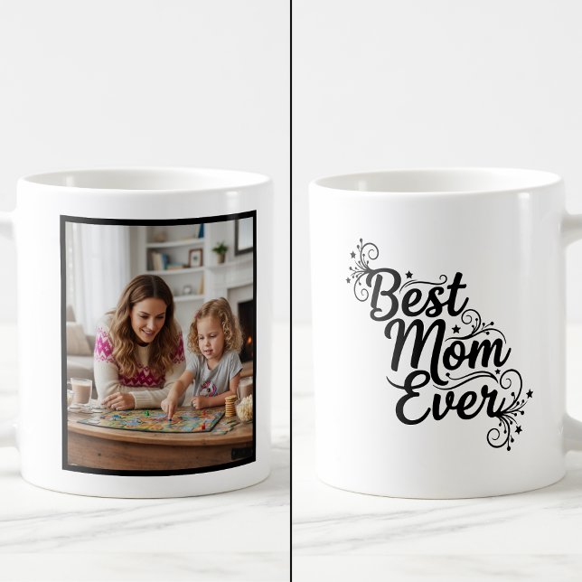 Best Mom Ever Sparkling Stars 1 Photo Keepsake Kaffemugg (Skapare uppladdad)