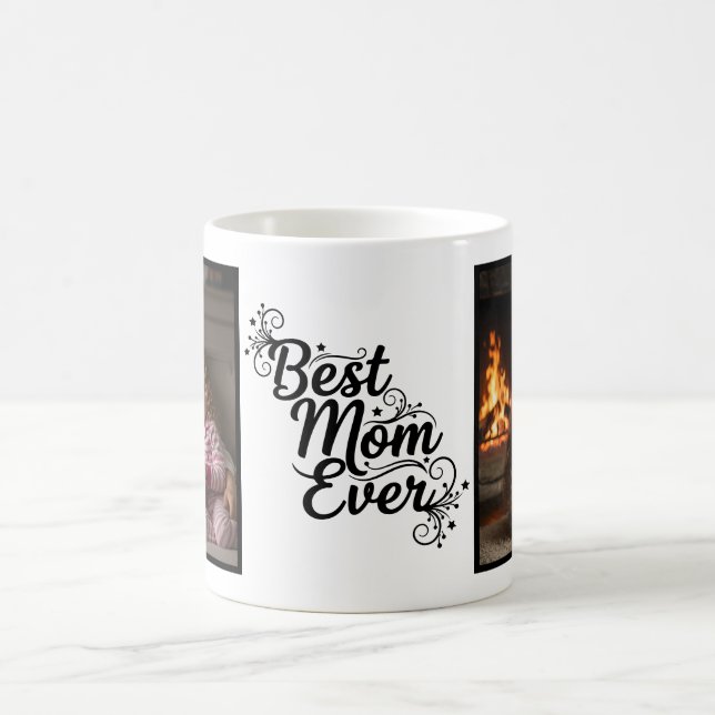 Best Mom Ever Sparkling Stars 2 Photo Keepsake Kaffemugg (Center)