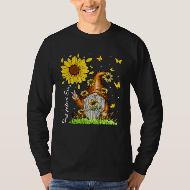 Best Mom Ever Sunflower Gnome  Cute Mother s Day T Shirt (Framsida)