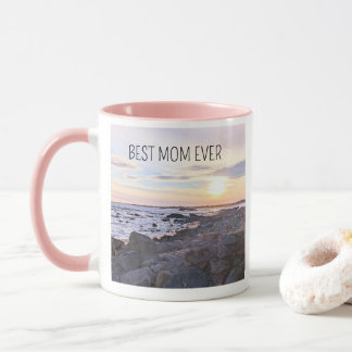 Best Mom Ever Sunset Photo Love You Heart Pink Mugg