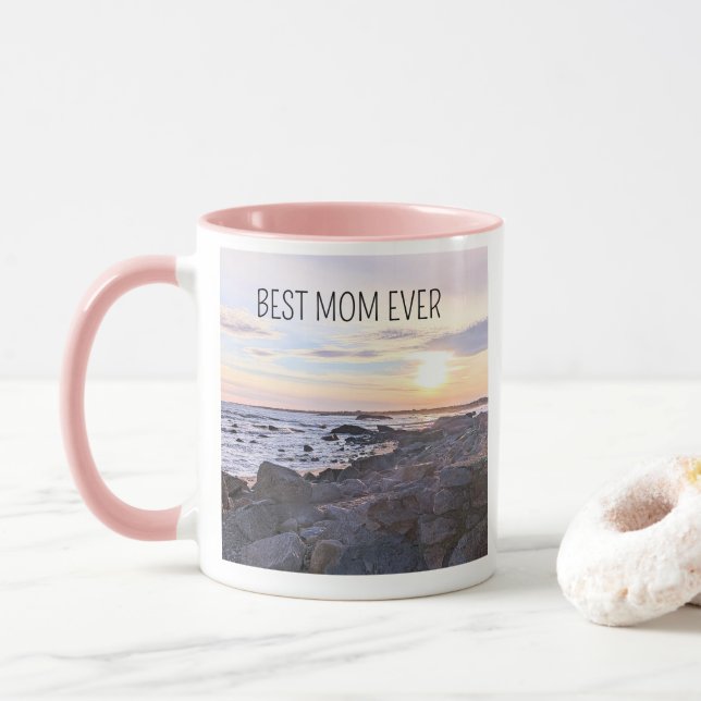 Best Mom Ever Sunset Photo Love You Heart Pink Mugg (Med munk)