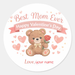 Best Mom Ever Valentine Heart Postcard Runt Klistermärke