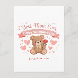 Best Mom Ever Valentine Heart Postcard Vykort