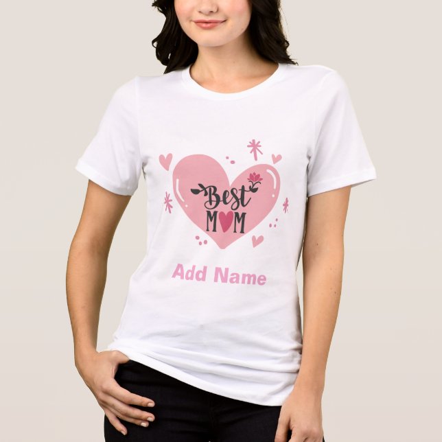 Best Mom Heart & Lotus | Cute Pink Mother's Day T Shirt (Framsida)