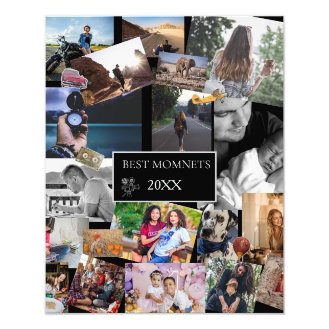 Best Moments  New Year Photo Collage  Fototryck (Framsidan)