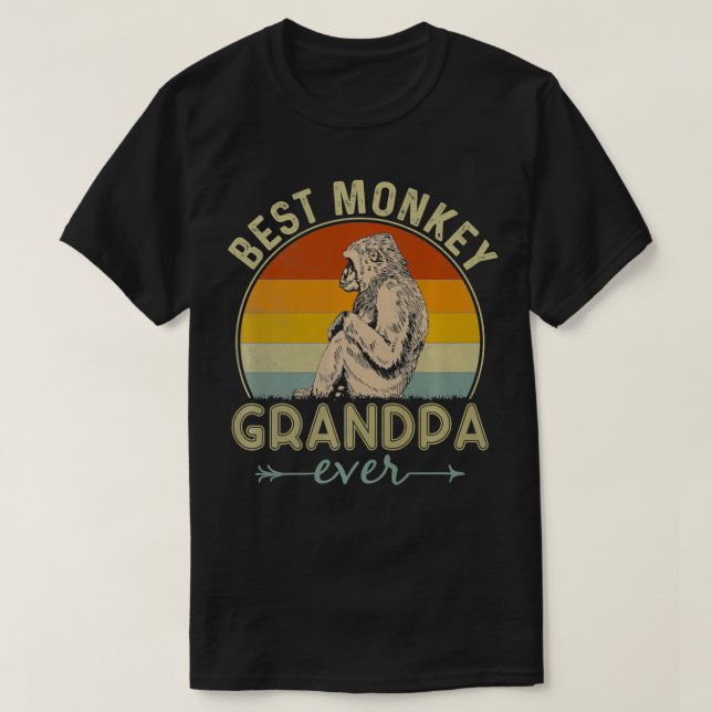 Best Monkey Grandpa Retro Monkey Graphic Fath T Shirt (Design framsida)