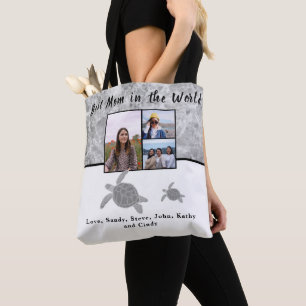 Best Mor 3 Photo Grått Marble Sea Turtles Tote Tygkasse