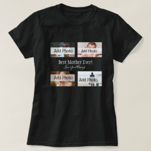 Best Mor någonsin Photo Collage White Script Black T Shirt