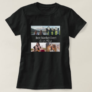 Best Mor någonsin Photo Collage White Script Black T Shirt