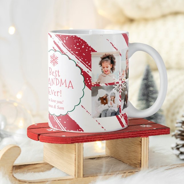 Best morma 5 foton Chrsitas rand snö röd Kaffemugg (Skapare uppladdad)