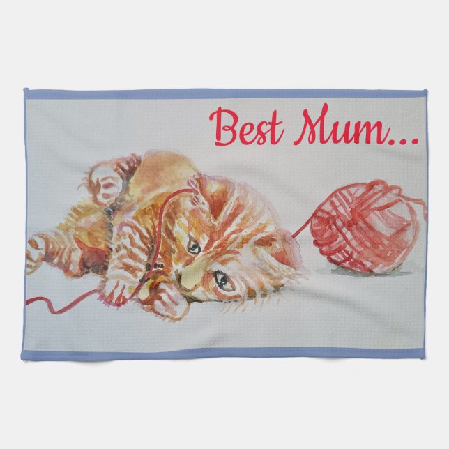 Best Morsa Cute Cat teckning Art Kitchen Tea Towel Kökshandduk (Horisontell)