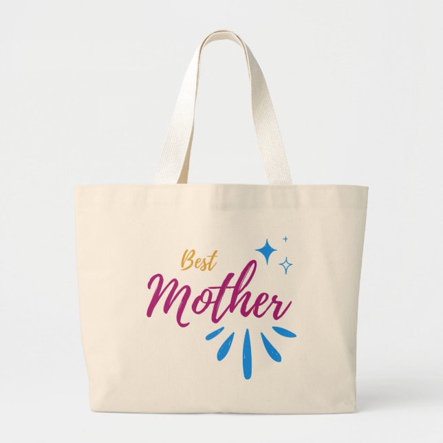 Best Mother Large Tote Bag Jumbo Tygkasse (Framsidan)