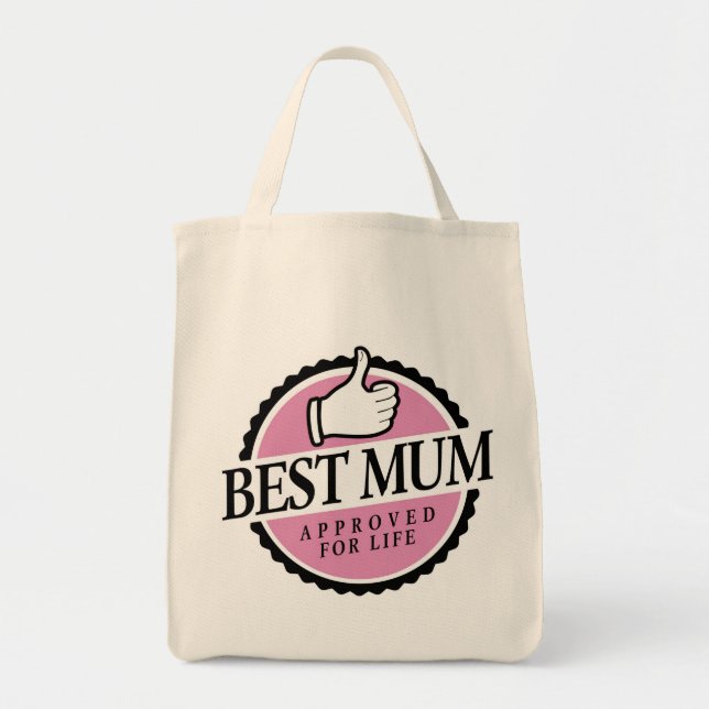 Best mum approved for life pink bag tygkasse (Framsidan)