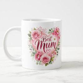 Best Mum Aquarell Blumenherz Design Jumbo Mugg