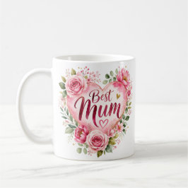Best Mum Aquarell Blumenherz Design Kaffemugg
