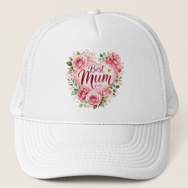 Best Mum Aquarell Blumenherz Design Keps (Framsida)