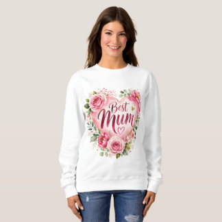 Best Mum Aquarell Blumenherz Design T Shirt