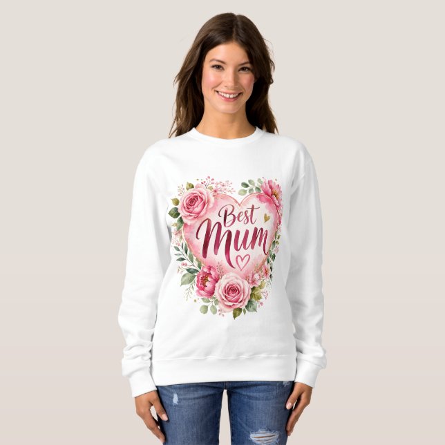 Best Mum Aquarell Blumenherz Design T Shirt (Hel framsida)