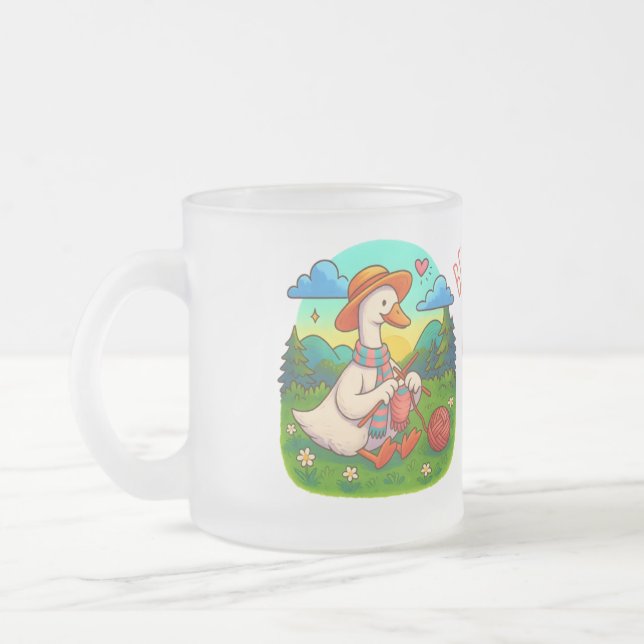 Best Mum Cute Knitting Goose Coffee Mug Frostad Glasmugg (Vänster)