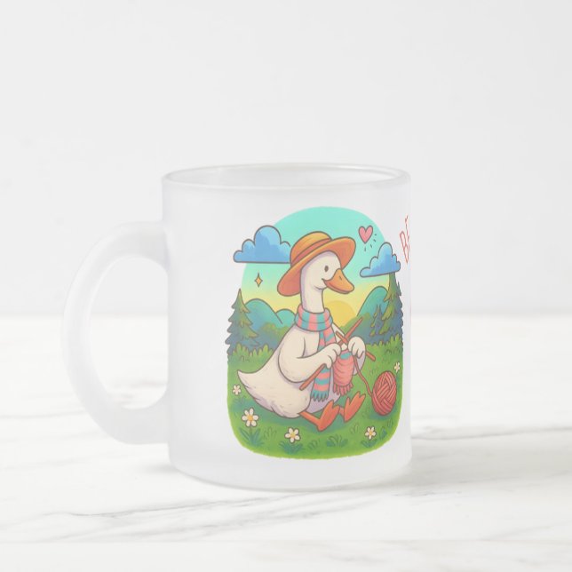 Best Mum Cute Knitting Goose Coffee Mug Frostad Glasmugg (Vänster)