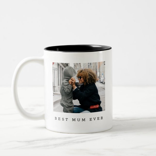 Best Mum Ever Full Photo Personalized Två-Tonad Mugg (Vänster)