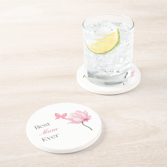 Best Mum Ever, Lotus & Butterfly, Mothers Birthday Underlägg (Sidan)