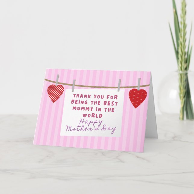 Best Mummy In The World Mother's Day Card Tack Kort (Framsida)