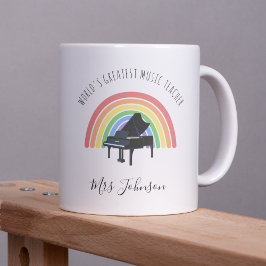 Best Music Teacher Rainbow Custom Thank you Gift Kaffemugg