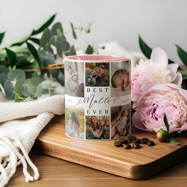 Best Mutti Aldrig Mors dag Photo Collage Keepsaké Två-Tonad Mugg (Best Mutti Ever Mothers Day Photo Collage Keepsake Two-Tone Coffee Mug)