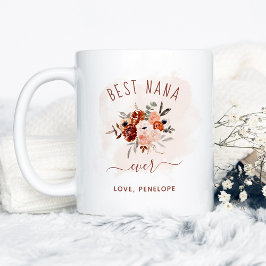 Best Nana Aldrig | Boho Terracotta Blommigt Kaffemugg