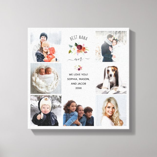 Best Nana Aldrig | Burgundy Boho Blommigt Photo Canvastryck (Framsida)