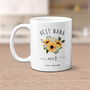 Best Nana Aldrig   Söt Rustic-blommor Kaffemugg