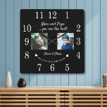 Best Nana and Pappa Barnbarn Photo Collage Black Fyrkantig Klocka<br><div class="desc">Unik morföräldrars gåva till julfotoplocken med barnbarnbarnsfoto,  namn och Personlig.</div>