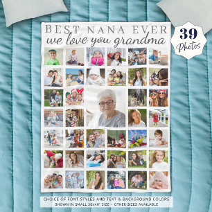 BEST NANA EVER Grandma Photo Collage White Fleecefilt